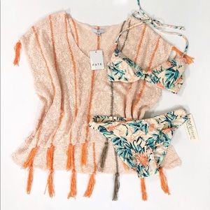 NWT FATE peach crocheted tassel swim coverup